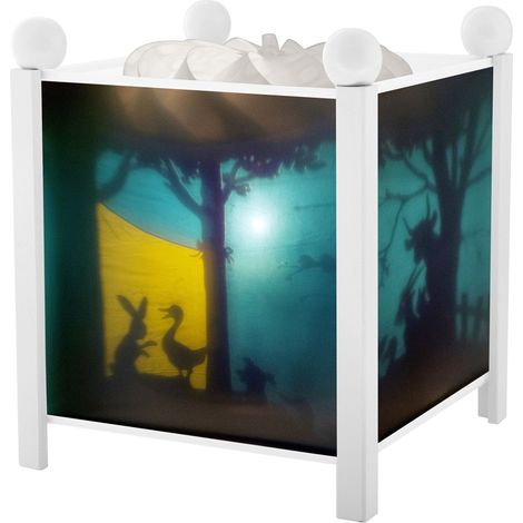Veilleuse - Lanterne Magique - Cadeau Enfant - Dessin anime - Lumiere rassurante - Couleur Bois Blanc - Ampoule 12V 10W inclue - Prise Elec. UK