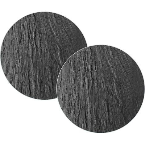 Dessous de plat WENKO ardoise en verre 2er Set diamètre 20 cm design original en verre anti-dérapant silicone pour cuisine protège votre table de chaleur et de taches avec option murale (1/5)