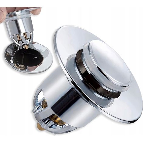 Tapón universal para lavabo con sistema de clic-clac, sin rebosadero y con filtro de desagüe. (1/5)