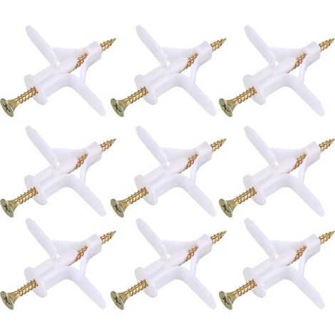 100 Pièces Fixations pour Plaques de Plâtre (50 Chevilles, 50 Vis), Chevilles Et Vis pour Plaques de Plâtre, Ancres Chevilles et Vis pour Fixations Murales Creuses Cloisons Sèches (1/5)