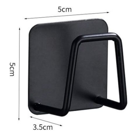 Lot de 4 Supports éponge, Acier inoxydable, Sans perçage, Noir mat, Cuisine Salle de bain (1/5)