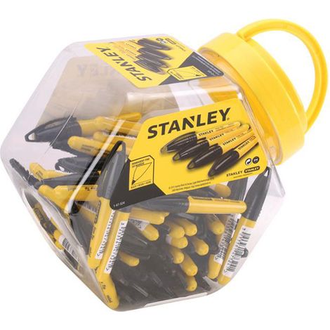 Stanley Fine Tip Mini Marker Pen Set – Black, Pack of 72 in Storage Container (1/2)