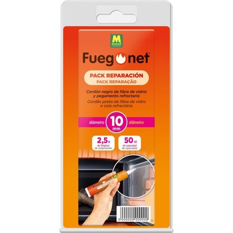 MASSO cordon + pegamento estufas 10mm , El Pack Reparación Fuegonet de Massó es ideal para una rápida reparación del cordón que sirve como junta aislante en chimeneas, inserts, est (1/3)