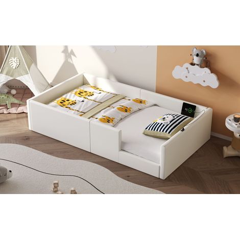 Cama plataforma dormitorio con barandilla blanca OKMYHOME (1/5)