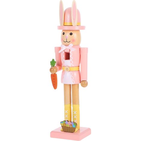 30cm Decorative Wooden Rabbit Nutcracker, Unique Hand-Painted Spring Atmosphere for Easter Decoration on Shelves and Workshops (1/5)