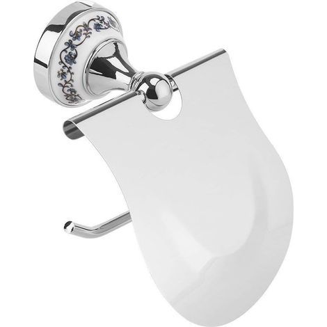 Classique de salle de bain wc Rouleau de papier support avec façade étanche à fixer au mur Bleu et blanc en porcelaine Motif (1/5)
