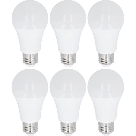 Ampoules LED en paquet de 6, 7W, 3000K, 600LM, culot E27, adaptées à l'éclairage intérieur, 85-265V, lumière blanche chaude (1/5)