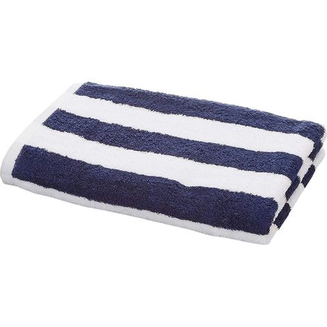 Lot de 1 serviette de plage à rayures bleu marine (1/5)