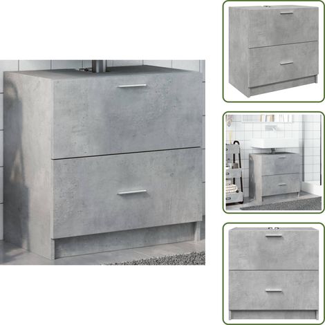 Waschbeckenunterschrank Betongrau 59x37x59 cm Holzwerkstoff - Waschtischunterschrank - Badezimmermöbel - Betonlook - Grau - Holzwerkstoff