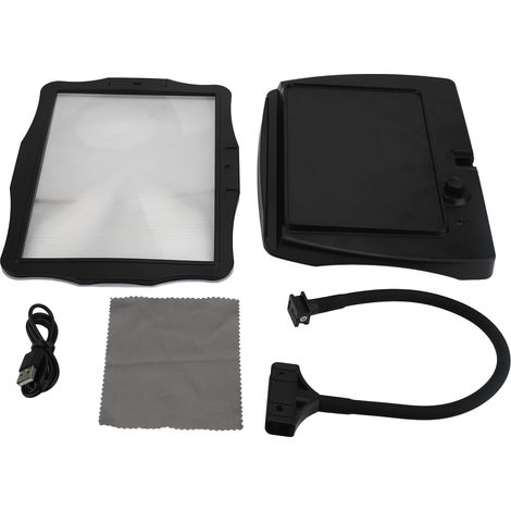 Loupe 3 en 1 avec support, loupe de poche ou de bureau à lumière LED pour la lecture et l'observation, noir (1/2)