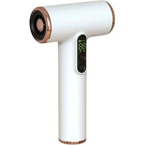 Sèche-cheveux sans fil 3 vitesses et 3 températures avec batterie, sèche-cheveux portable avec écran numérique pour femmes en camping, blanc (1/5)