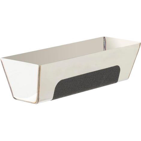 1 - Bac à enduit - Auge de maçon - Application de joints et enduits - Acier inoxydable avec poignée antidérapante - Pour cloisons sèches - Argent - 31,5x12x6cm