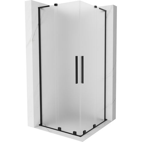 Mexen Velar L Duo cabine de douche coulissante 80 x 80 cm, givré, noir - 871-080-080-02-33-70 (1/5)