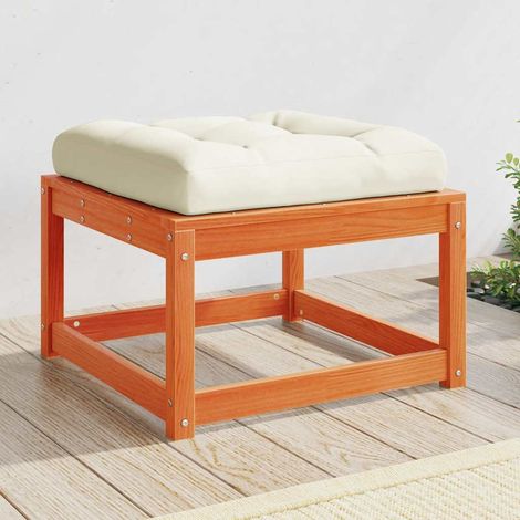vidaXL Taburete de jardín con cojines madera maciza pino marrón cera (1/5)