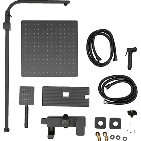 Duschsystem, verstellbare Höhe, modernes Design, schwarz (1/2)