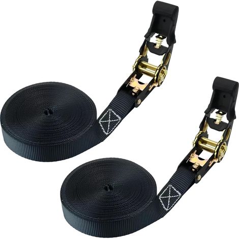 2 Pièces Sangle a Cliquet, 8m x 25mm Sangles D'arrimage à Cliquet Sangle de Serrage Robuste, Charge Maximale 1000 kg, Sangles de Fixation à Cliquet pour Moto, Voiture, Porte Vélo, Bagage (1/5)