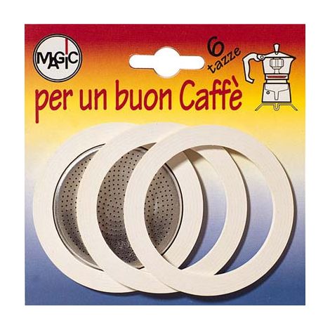 GUARNIZIONE + FILTRO MOKA - TAZZE 6 CF=PZ 3+1 FILTRO- 12 confezioni
