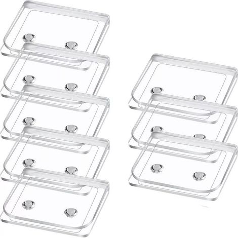 Lot de 8 pinces autocollantes pour rideau de douche en plastique dimensions 5 x 4,5 cm pour maintenir la doublure et limiter les éclaboussures sur rideaux de douche et fenêtres couleur transparente (1/5)