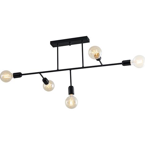 VALO Plafoniera Moderna a 5 Luci E27 IP20 in Metallo Nero Opaco - Design Minimale per Illuminazione Diffusa di Interni - Rossini Group (1/3)