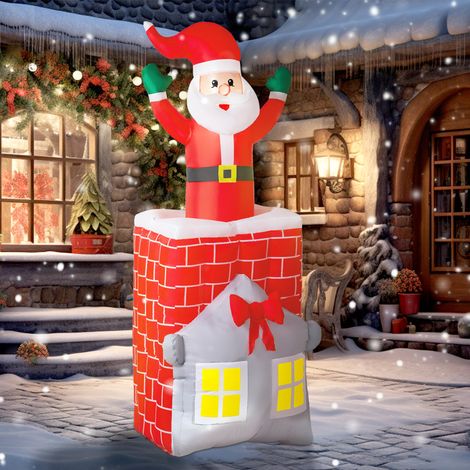 Décoration gonflable de Noël - soufflants - LED - Père Noël dans la cheminée - Pratique (1/5)