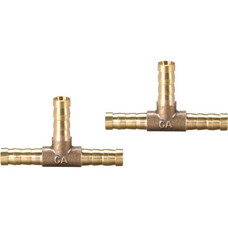 2pcs Raccord cannelé en laiton 6mm ou 1/4" en forme de T (1/3)