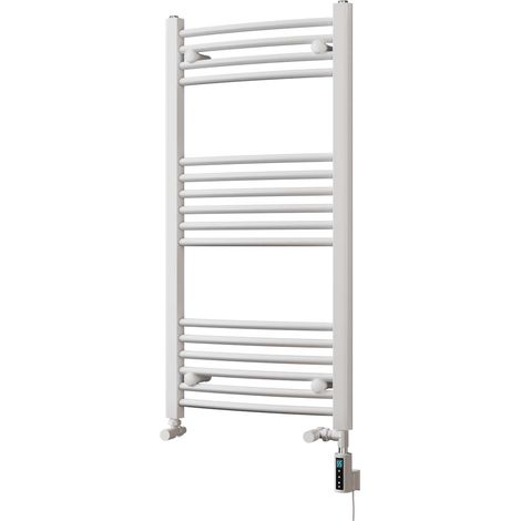 Zennor - White Dual Fuel Towel Rail H1000mm x W500mm Thermostatic WIFI - Curved (1/3)