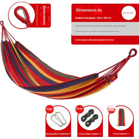Hamac de camping en toile pour l'extérieur - Pliable et portable - Disponible en plusieurs tailles et couleurs