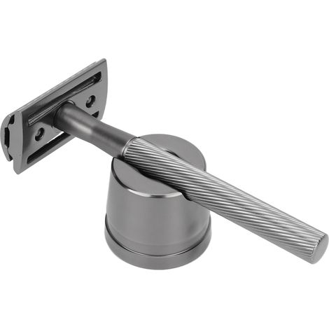 Rasoir de sécurité portable pour homme, en alliage de zinc, manche en laiton, double tranchant, avec base pour le rasage du visage, noir. (1/5)