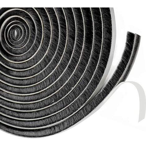 Noir,Joint brosse porte coulissante,9 mm(B) x 15 mm(D) x6M(L) Joint Fenetrepour Lsolation Phonique Porte,volet isolant (1/5)