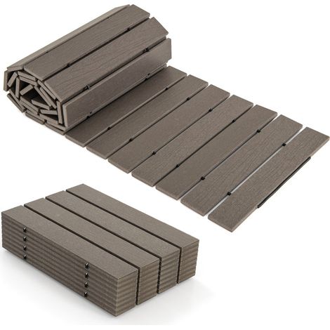 Allée de jardin enroulable 242 x 43 cm antidérapante pratique rustique en HDPE gris