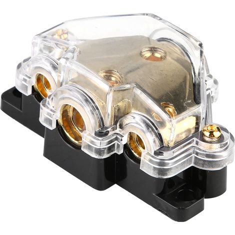 Bloc de distribution d'énergie audio voiture 3 voies, séparateur 1 entrée 3 sorties, stéréo, connecteur de puissance, kit câblage. (1/5)