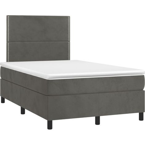 Struttura letto LED con coprimaterasso testiera boxspring 120x200 cm tessuto in velluto grigio scuro TDL0207737