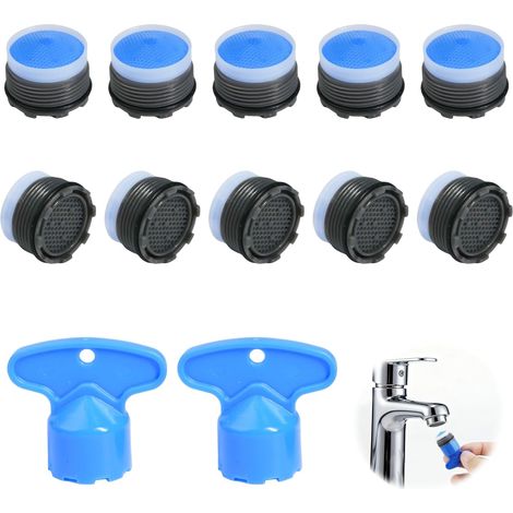 10 Pièces Mousseur Robinet Universel M18.5 avec Filtre Robinet, Aérateur Robinet 15 mm, Embout Brise Jet Robinets, Régulateur de Jet, Mousseur pour Robinet et 2 Clés, pour Cuisine Salle de Bain