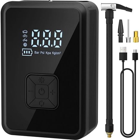 Tragbarer Luftkompressor, Autoreifenfüller, Autokompressor, 150 PSI, Typ-C-USB-Ladefunktion, LED-Lichtanzeige mit Aufbewahrungstasche (1/4)