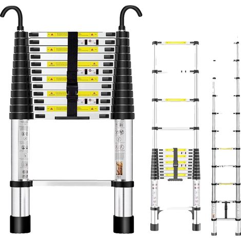 Échelle télescopique, acier inoxydable durable, charge maximale 150 kg, 4.4M-Echelle & Crochet (1/5)