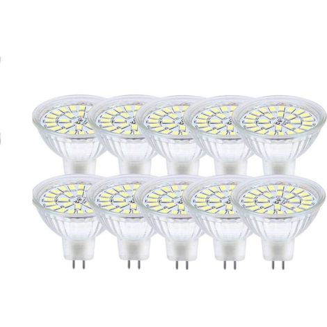 Lampadine LED GU5.3, bianco freddo 6000 K, MR16 LED 12 V, 3 W, equivalenti a 30 W alogene, faretti LED non dimmerabili, 10 pezzi [Classe energetica F] - Crezuo