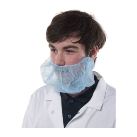 Cache barbe Jetable bleue en Polypropylène, taille Unique, pour  pour Industrie alimentaire ( Prix pour Paquet de 100 )