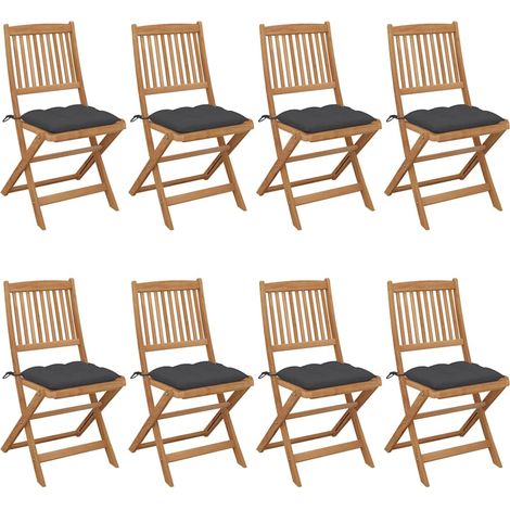 Set di 8 sedie pieghevoli con cuscini in legno massello di acacia vidaXL (1/5)