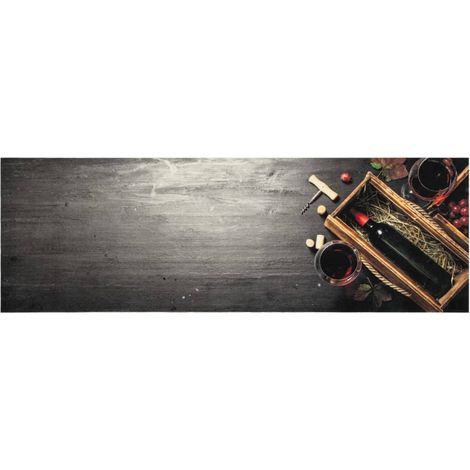 Tapis de cuisine lavable bouteille de vin 60x180 cm velours (1/5)