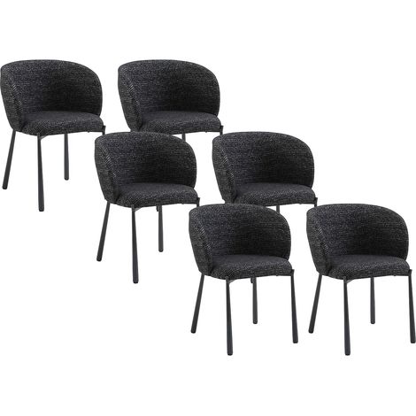 Sedia in tessuto tweed e metallo - Nero - Lotto di 6 - SIJOLA (1/5)