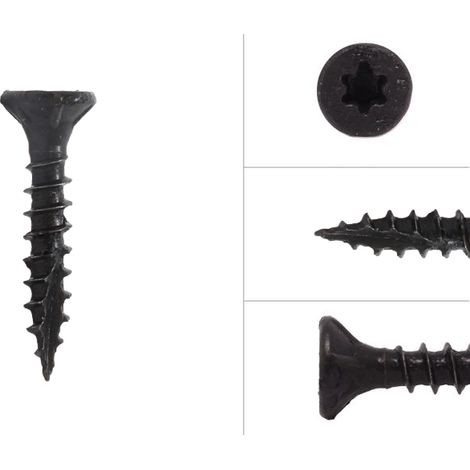 Schwarze Schrauben Verzinkt 3,5 x 20 mm Torx 20 mit Schneidkerbe