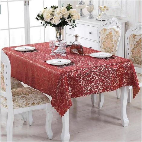 Nappe Jacquard Bordeaux 140x240 cm, rectangulaire, facile d'entretien