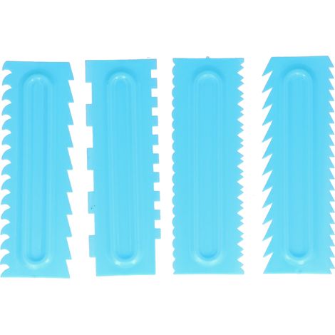 Lot de 4 grattoirs à gâteau, peigne à décorer, lisseur à crème, outil pour glaçage et fondant (1/5)