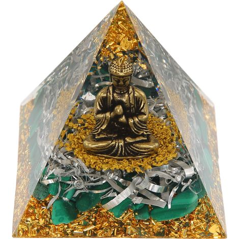 Statuette Bouddha en Résine Époxy avec Gravier, Décoration Pyramide Méditation Énergie Positive Durable (1/5)