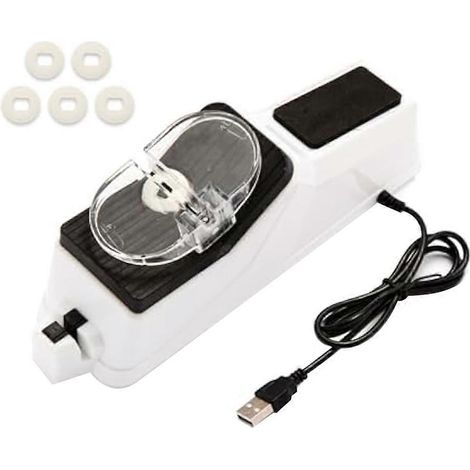 Affûteur de couteaux électrique, outil d'affûtage, affûteur de couteaux USB latéral pour un affûtage et un polissage rapides avec 5 meules (1/5)