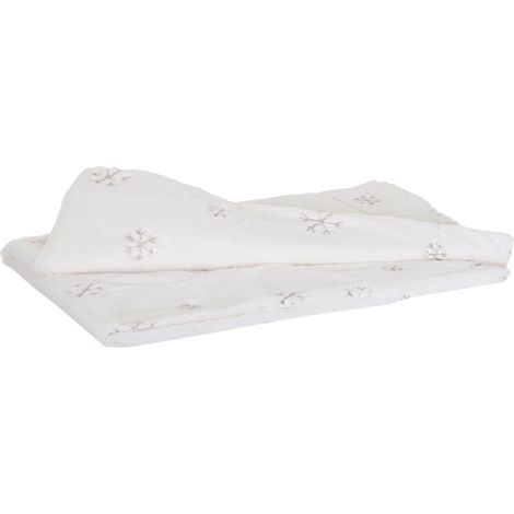 Kuscheldecke Schnee, Tagesdecke Wohndecke Sofadecke, flauschig weiß Pailletten 150x120cm