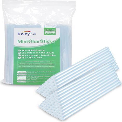 100 Bâtons de Colle Ø 7 mm x 200 mm, Bâton de Colle Chaude pour Petits Pistolets à Colle Chaude 7 mm x 200 mm, Transparent Sans Solvant, Séchage Rapide (7mm x 200 mm Pack 100) (1/5)