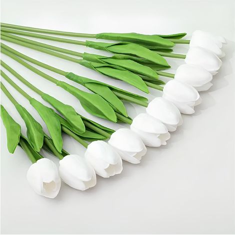 10 Tulipes, latex, toucher réaliste, tiges métalliques souples, décoration intérieur extérieur (1/5)