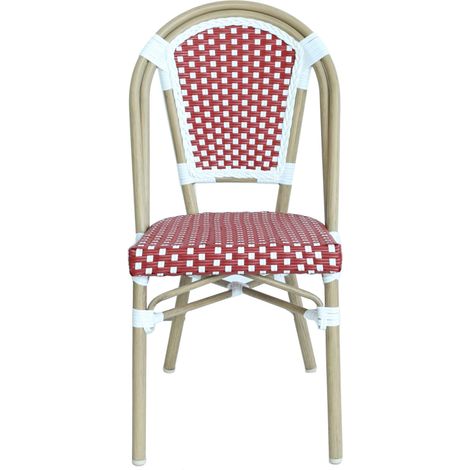 Oviala – Chaise de jardin empilable en aluminium et rotin synthétique – Dossier courbé ergonomique – Charge maximale 100 kg – Dimensions 85x48x57 cm (1/4)