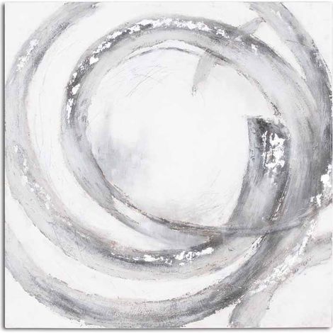 Galaxy Hand Painted Canvas - Canvas/Wood - L4 x W150 x H150 cm - Grey/Silver